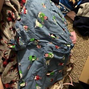 Blue Shorts with Festive Print